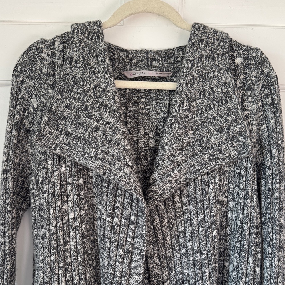Athleta Charcoal Marled Gray Marino Extra Fine Wool Women's Heavyweight Cardigan - Picture 3 of 12